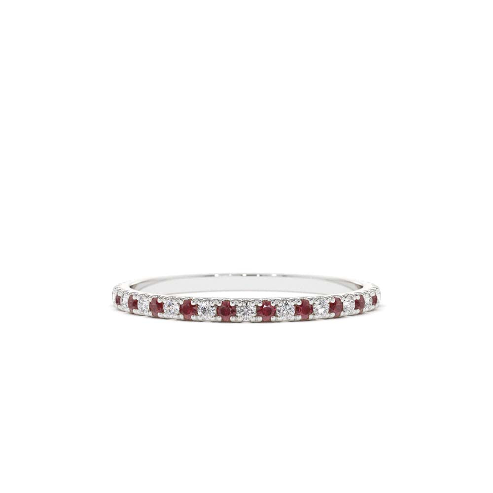 14K Ruby and Diamond Alternating Eternity Ring - view 3