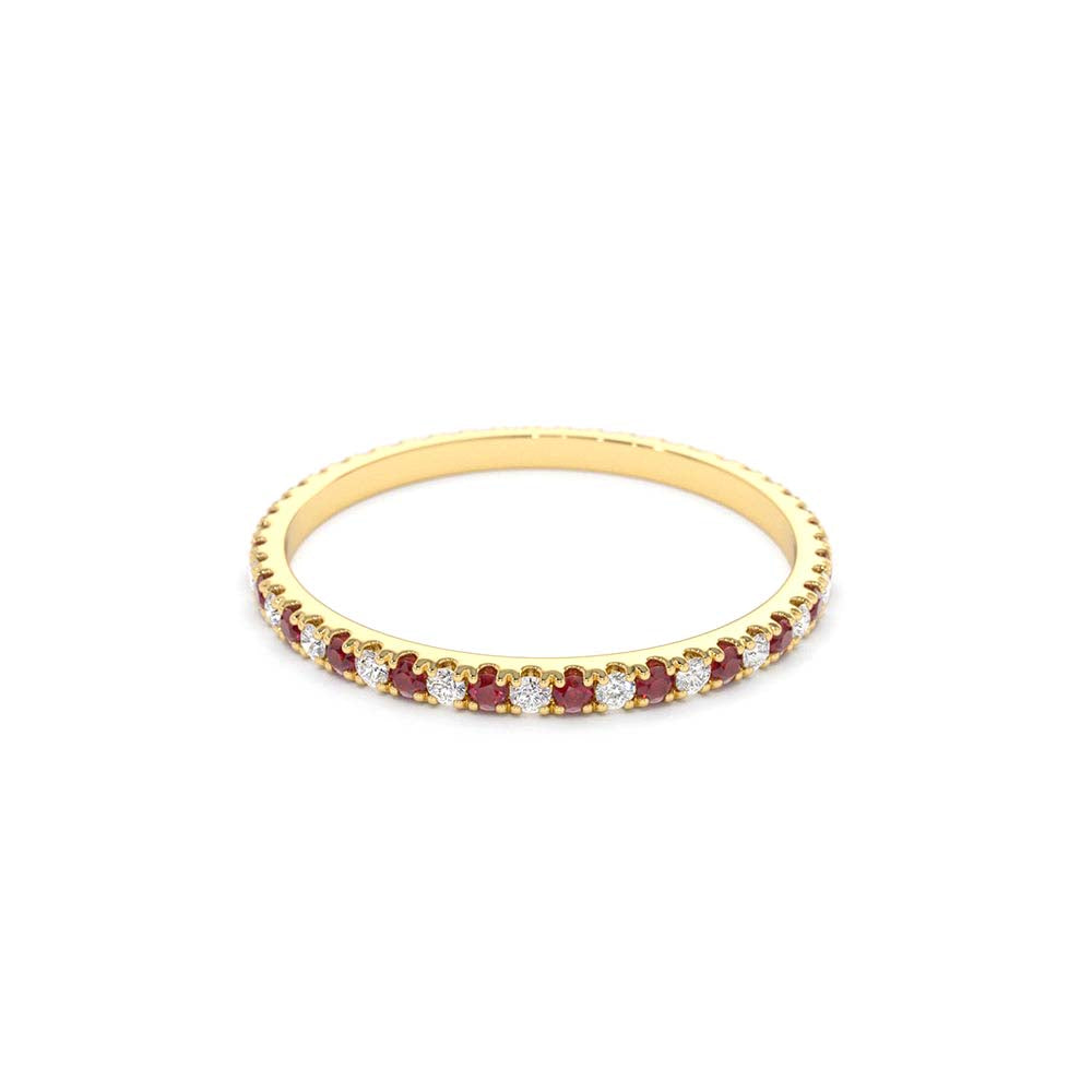 14K Ruby and Diamond Alternating Eternity Ring - view 4