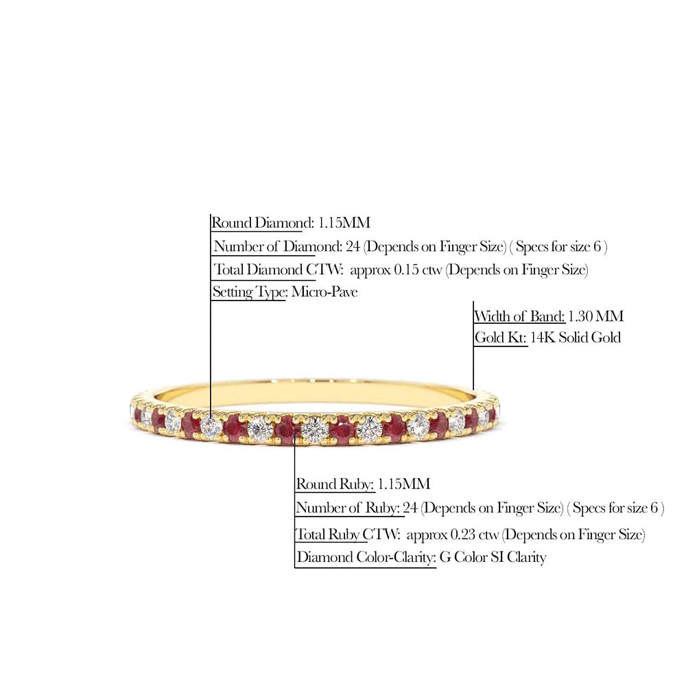 14K Ruby and Diamond Alternating Eternity Ring - view 5