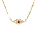 14K Gold Diamond and Ruby Evil Eye Necklace by Orlina Fine