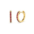 14K Gold Ruby Huggie Hoop Earrings by Orlina Fine
