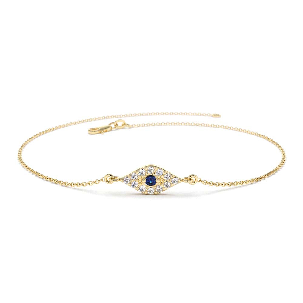 14K Diamond and Sapphire Evil Eye Bracelet by Orlina Fine
