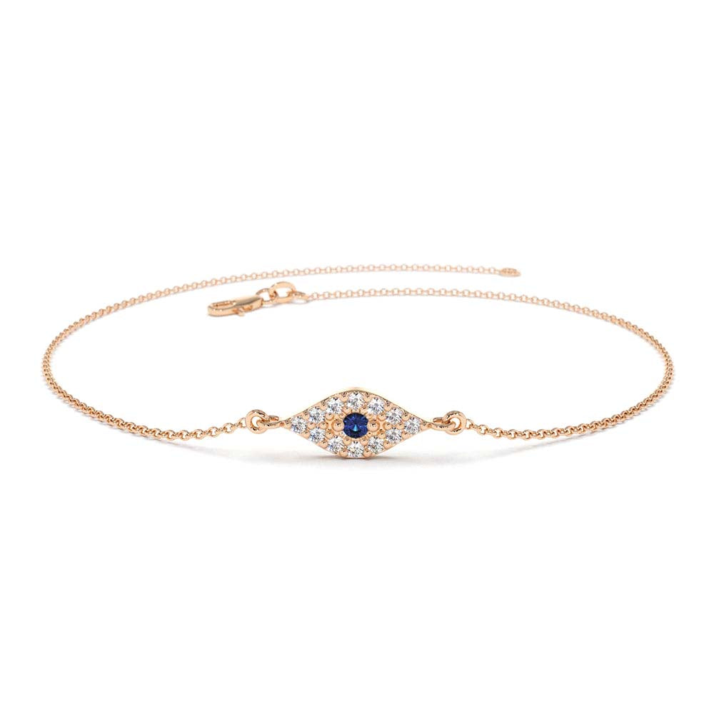 14K Diamond and Sapphire Evil Eye Bracelet - view 4