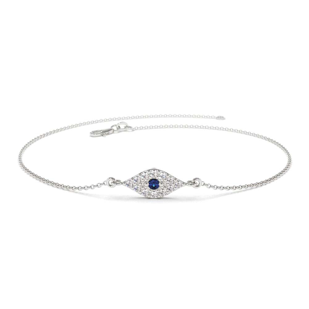 14K Diamond and Sapphire Evil Eye Bracelet - view 5
