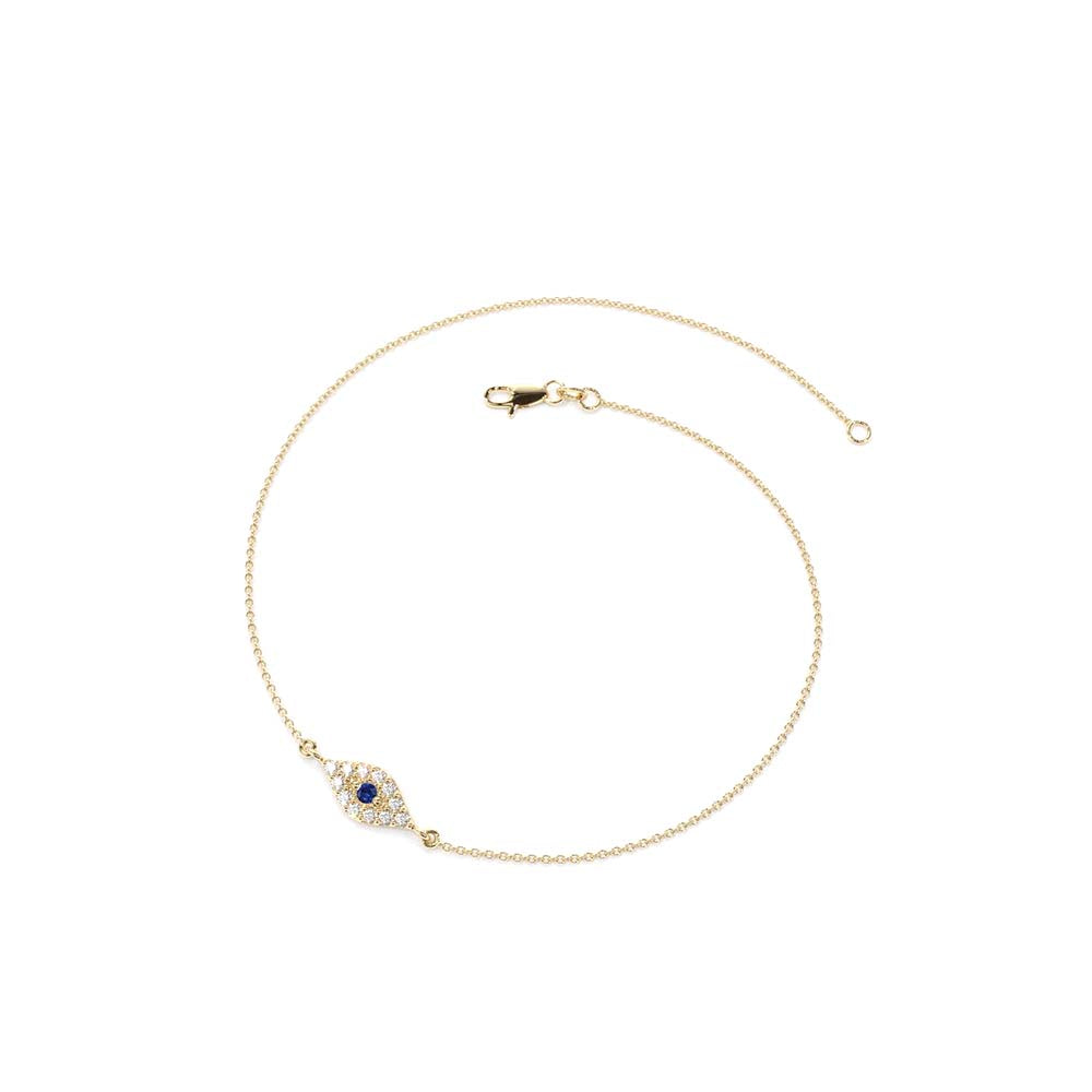 14K Diamond and Sapphire Evil Eye Bracelet - view 6