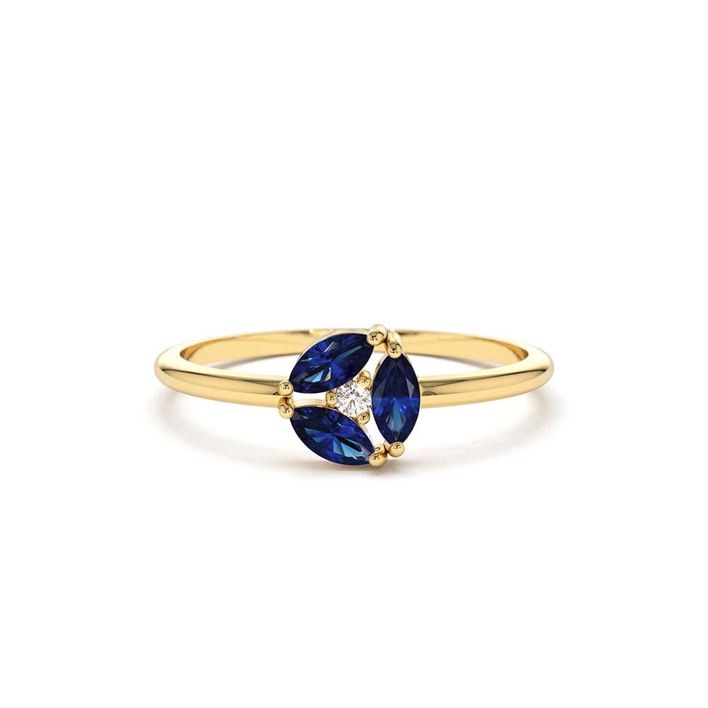 14K Marquise Sapphire Cluster Ring by Orlina Fine