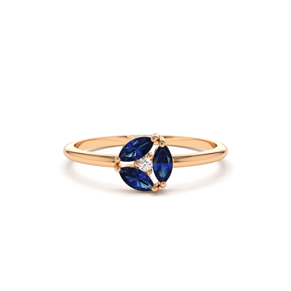 14K Marquise Sapphire Cluster Ring - view 2