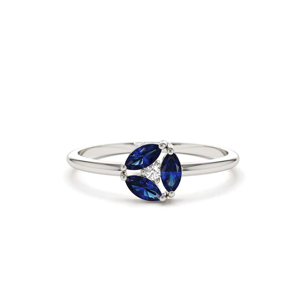 14K Marquise Sapphire Cluster Ring - view 3