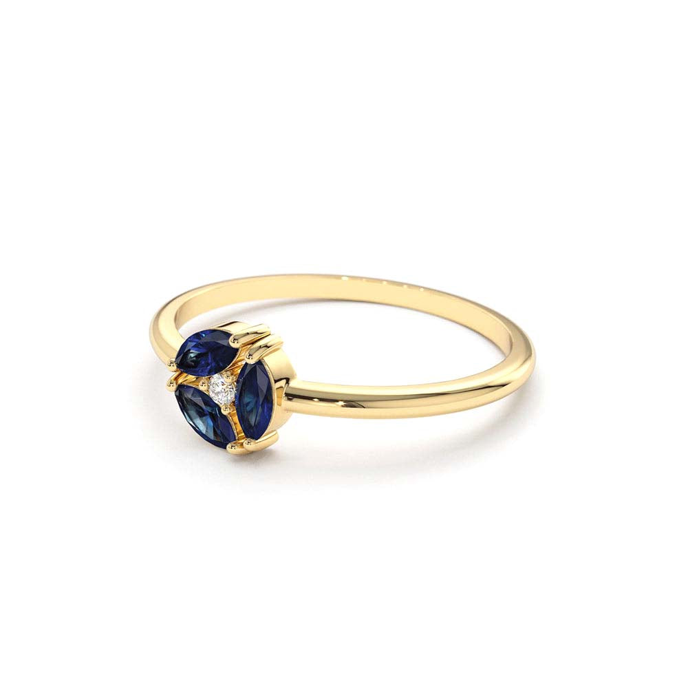 14K Marquise Sapphire Cluster Ring - view 4