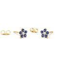 14K Sapphire and Diamond Flower Studs by Orlina Fine
