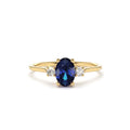 14K Oval Shape Sapphire and Diamond 3 Stone Ring by Orlina Fine