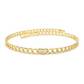 14K Gold Cuban Link Bracelet w/ Bezel Setting Diamond by Orlina Fine