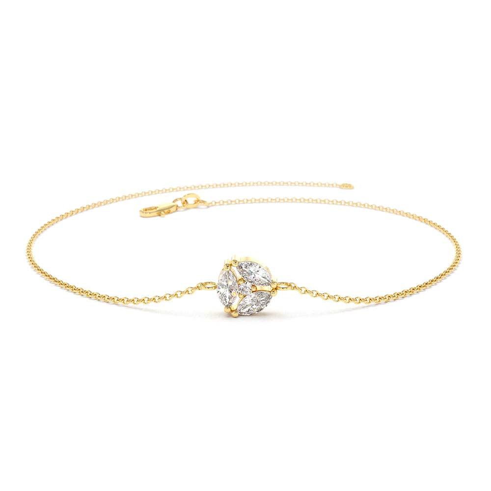 14K Gold Marquise Diamond Cluster Bracelet by Orlina Fine