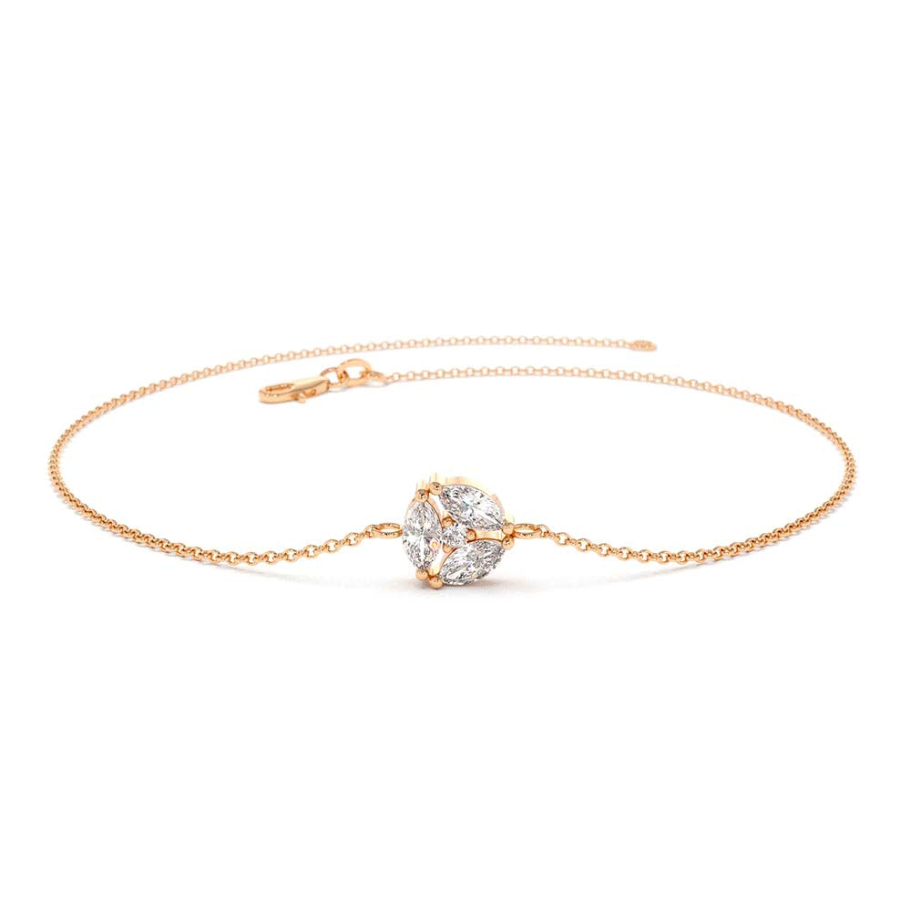 14K Gold Marquise Diamond Cluster Bracelet - view 2