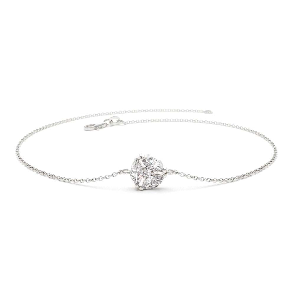 14K Gold Marquise Diamond Cluster Bracelet - view 3