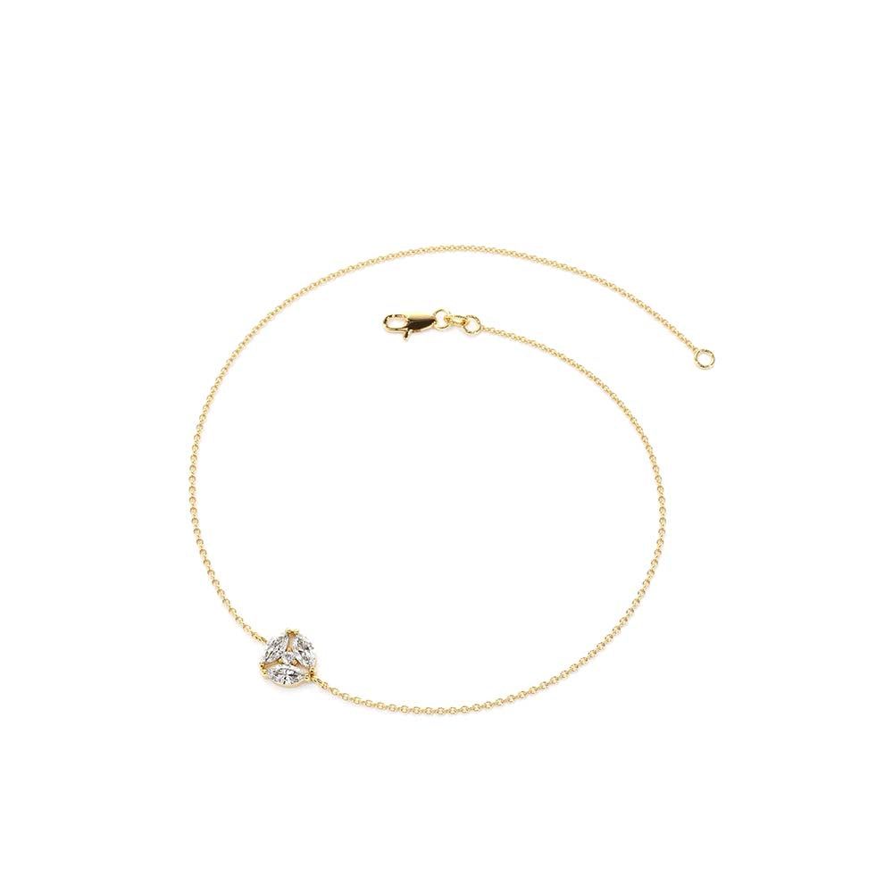 14K Gold Marquise Diamond Cluster Bracelet - view 4