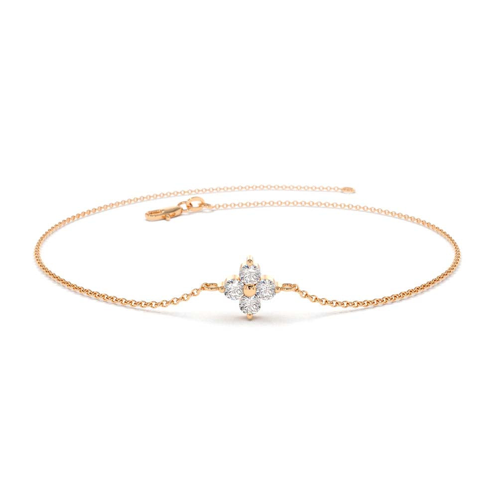 14K Gold Diamond Clover Bracelet - view 2