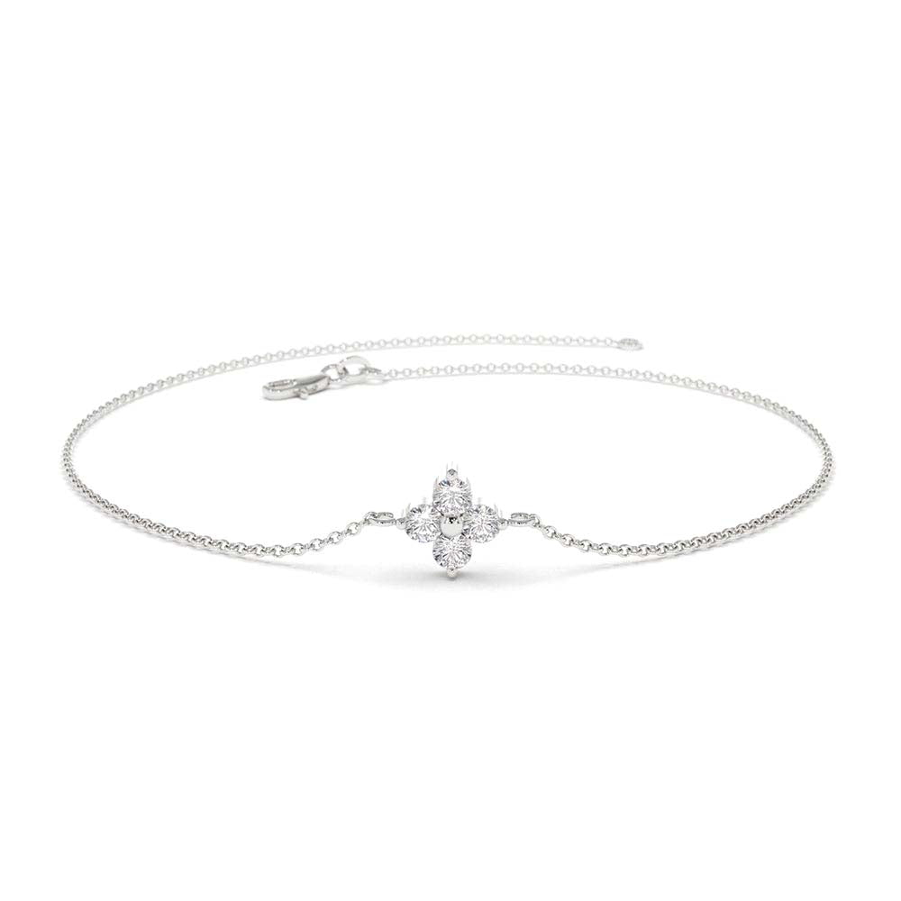14K Gold Diamond Clover Bracelet - view 3
