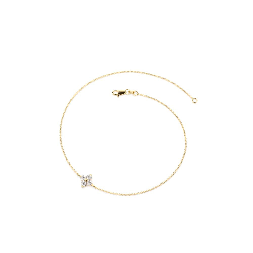 14K Gold Diamond Clover Bracelet - view 4
