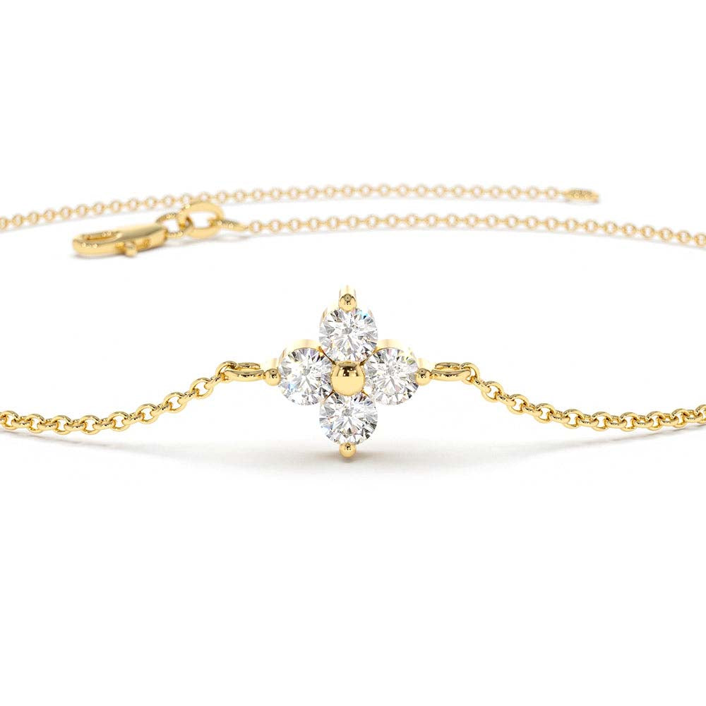 14K Gold Diamond Clover Bracelet - view 5