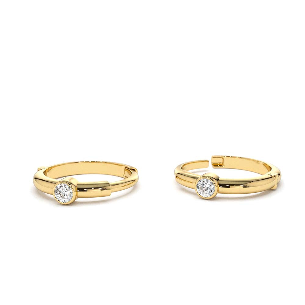 14K Single Bezel Set Diamond Hoops - view 5