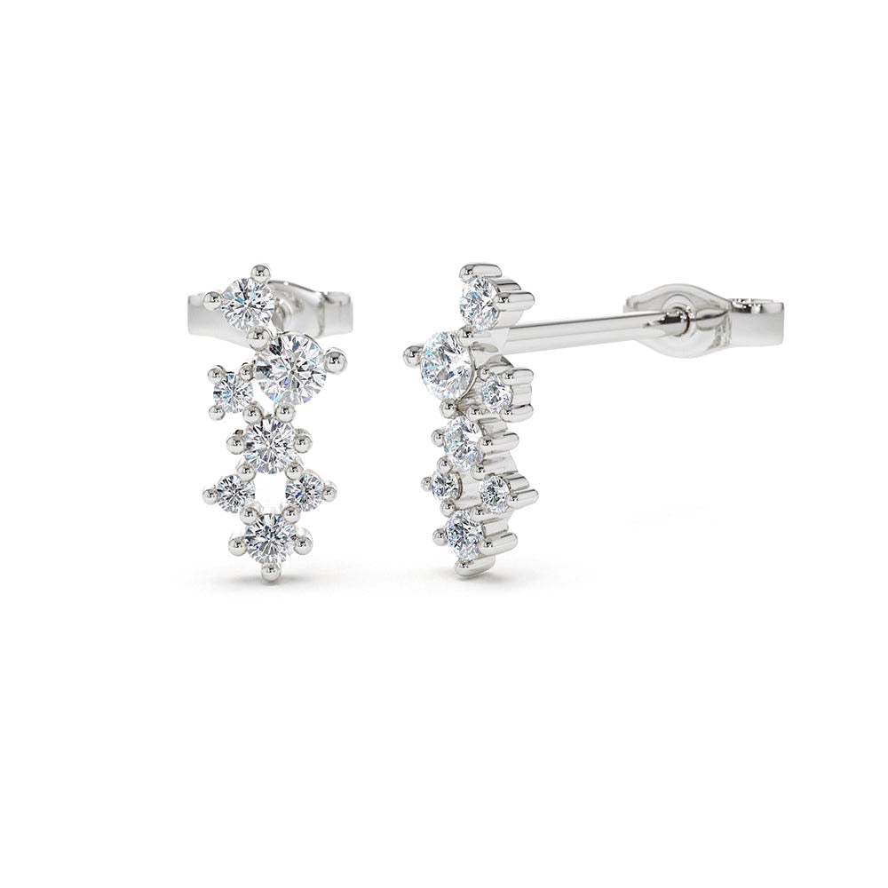 14K Gold Diamond Cluster Earrings - view 4