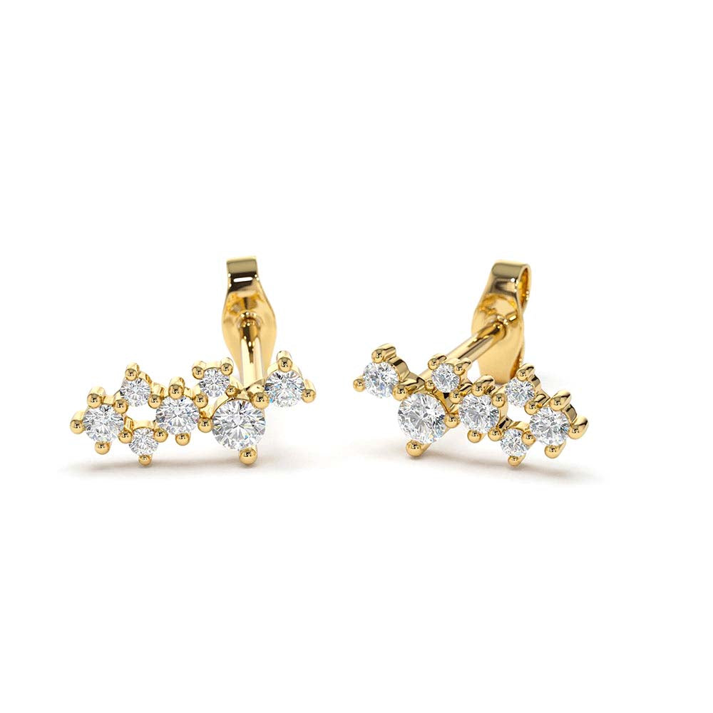14K Gold Diamond Cluster Earrings - view 5