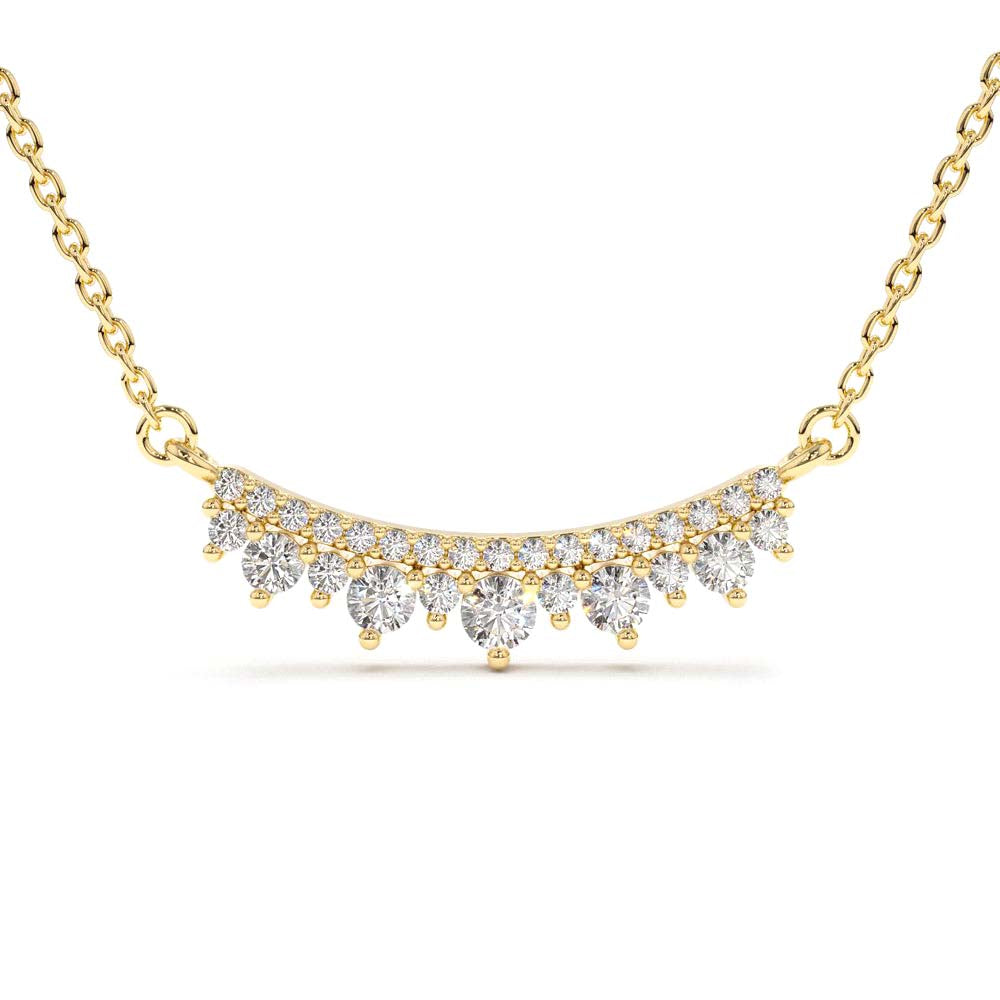 14K Gold Curved Bar Diamond Necklace by Orlina Fine
