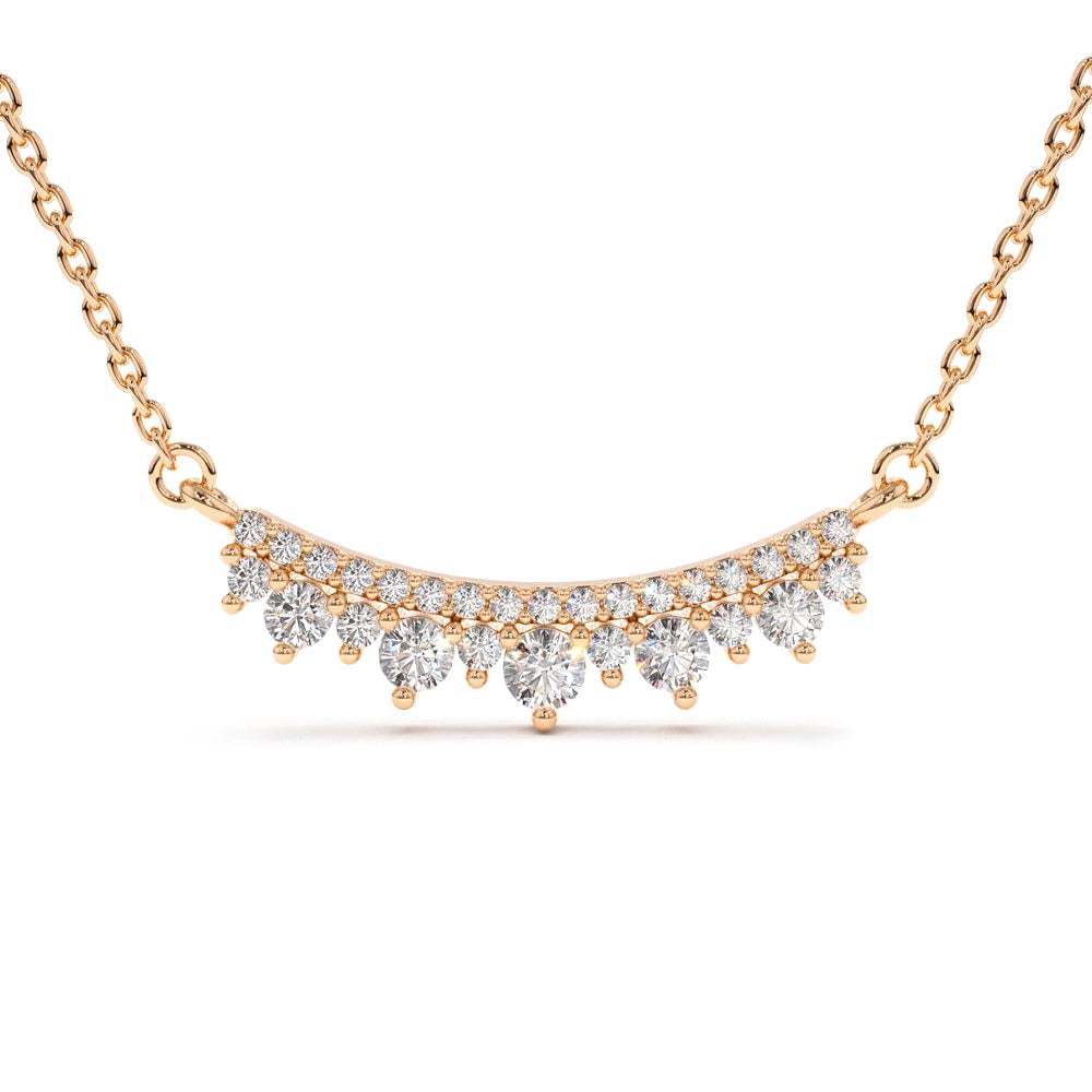 14K Gold Curved Bar Diamond Necklace - view 2