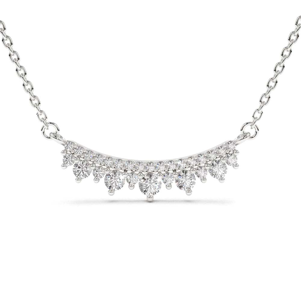 14K Gold Curved Bar Diamond Necklace - view 3