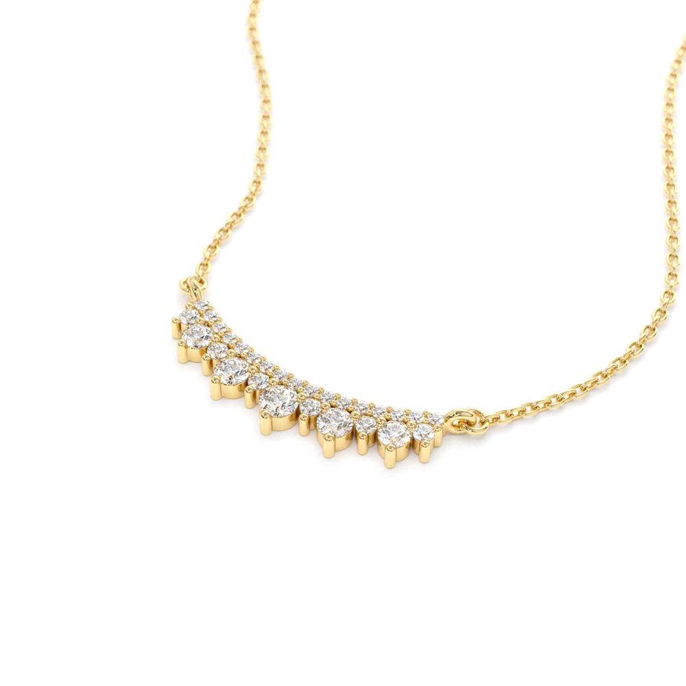14K Gold Curved Bar Diamond Necklace - view 4