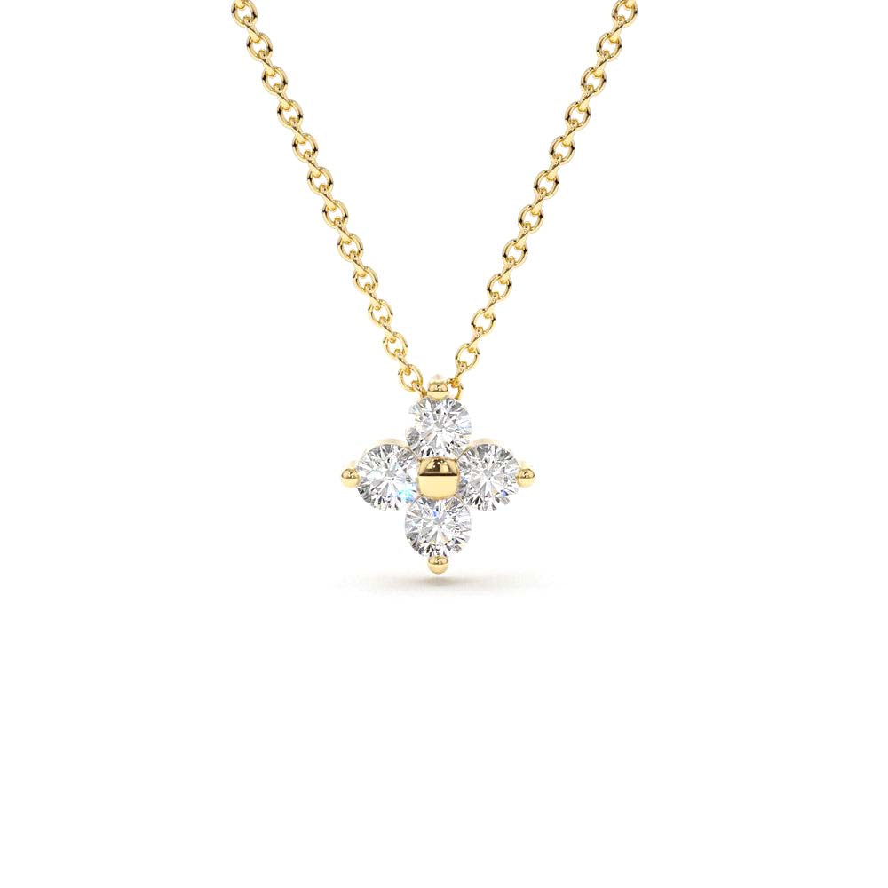 14K Gold Diamond Clover Necklace by Orlina Fine