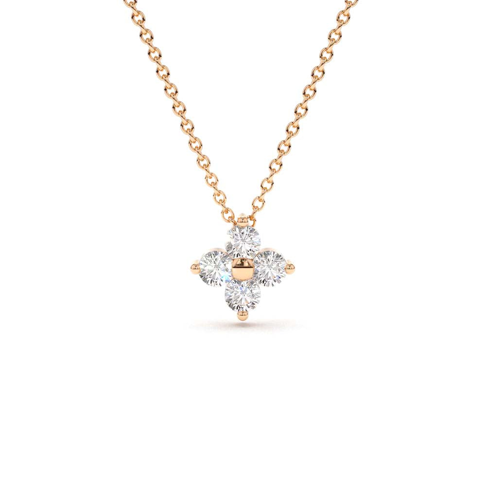 14K Gold Diamond Clover Necklace - view 2