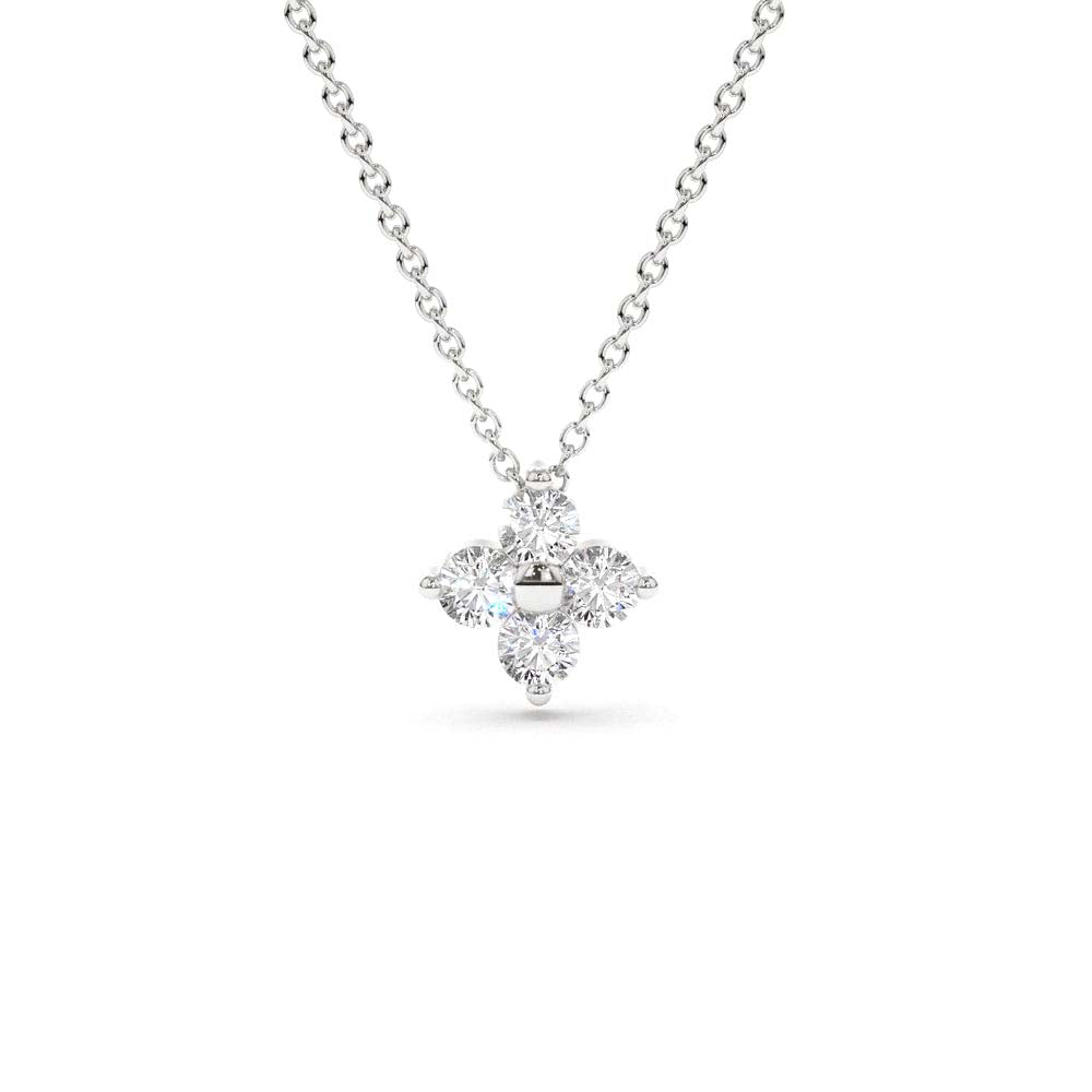 14K Gold Diamond Clover Necklace - view 3