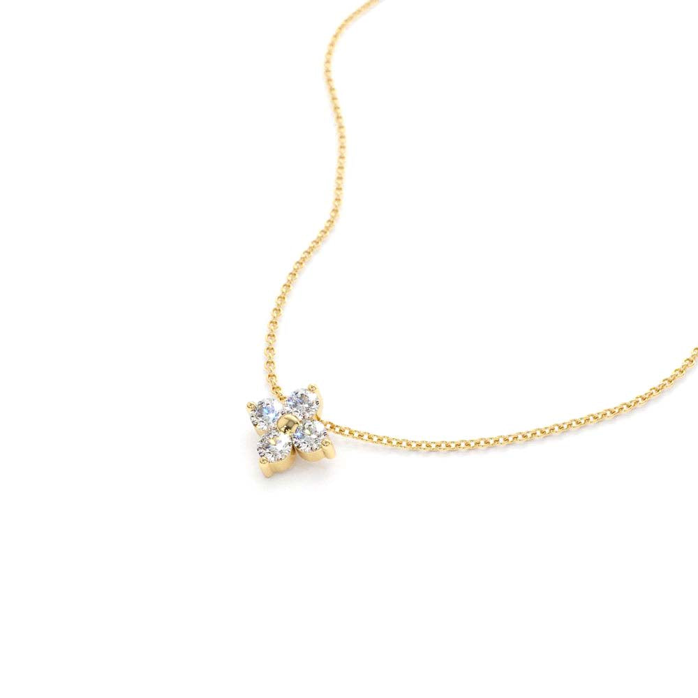14K Gold Diamond Clover Necklace - view 4