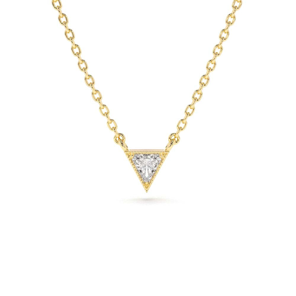 14K Gold Triangle Cut Diamond Solitaire Necklace by Orlina Fine