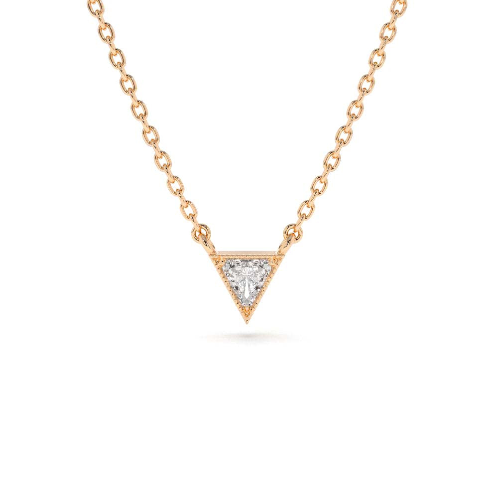 14K Gold Triangle Cut Diamond Solitaire Necklace - view 2