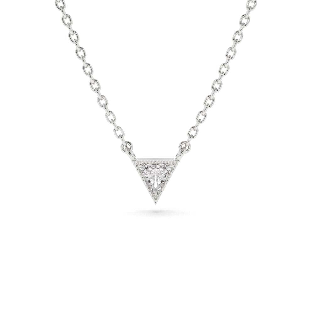 14K Gold Triangle Cut Diamond Solitaire Necklace - view 3