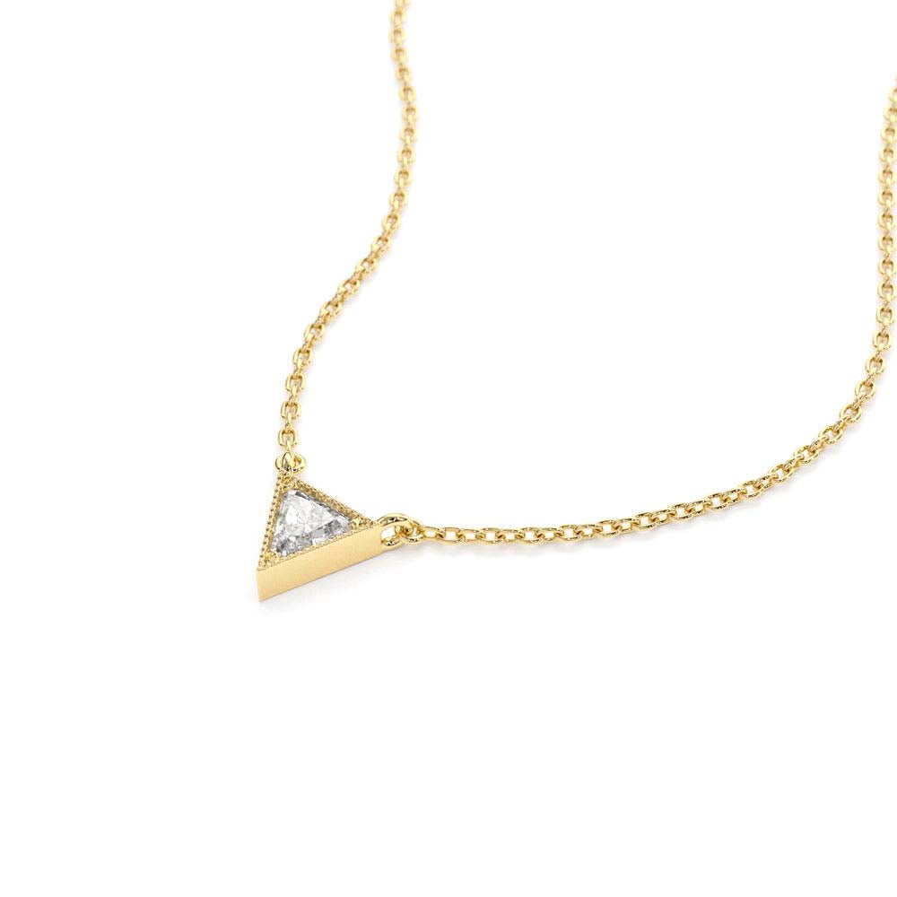 14K Gold Triangle Cut Diamond Solitaire Necklace - view 4