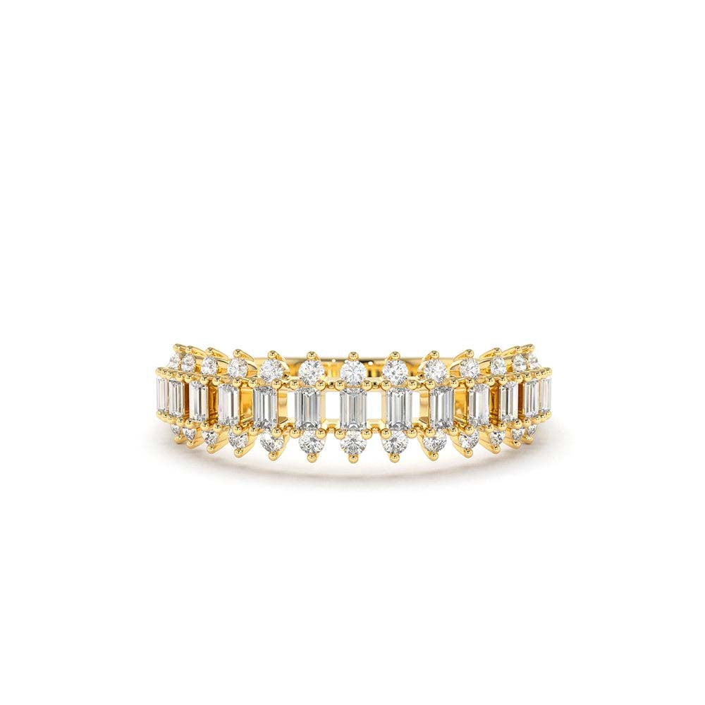 14K Bagguete Diamond Anniversary Ring by Orlina Fine