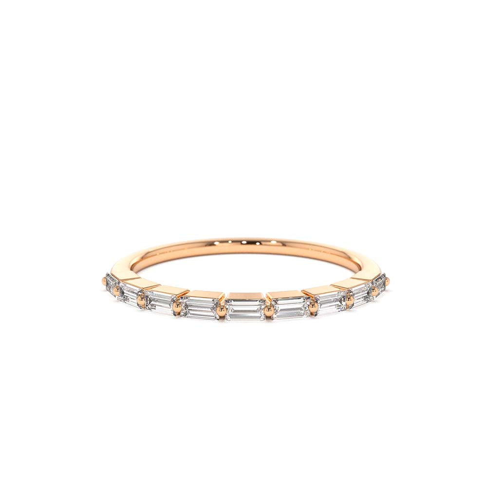 14K Shared Prong Half Eternity Baguette Diamond Ring - view 2