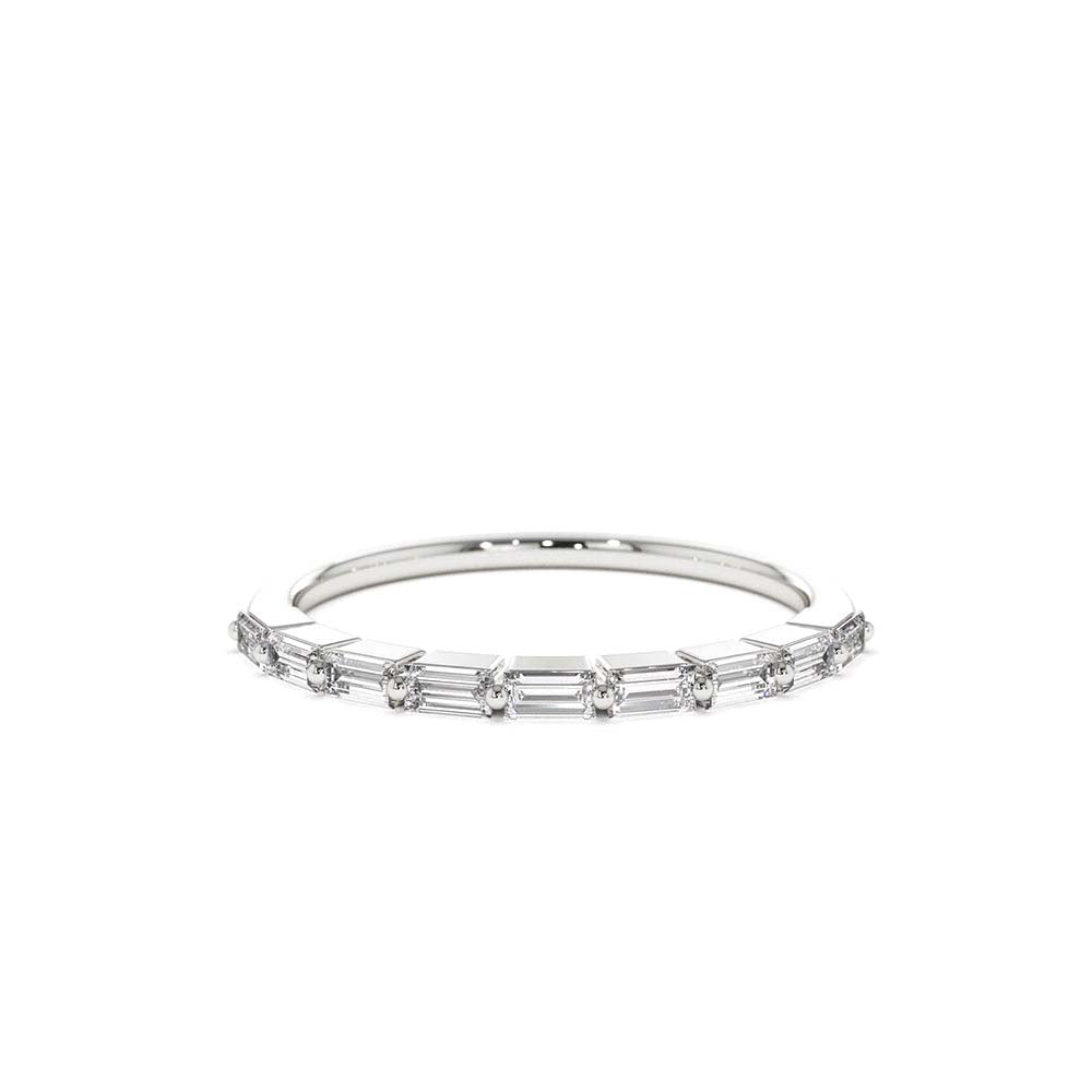 14K Shared Prong Half Eternity Baguette Diamond Ring - view 3