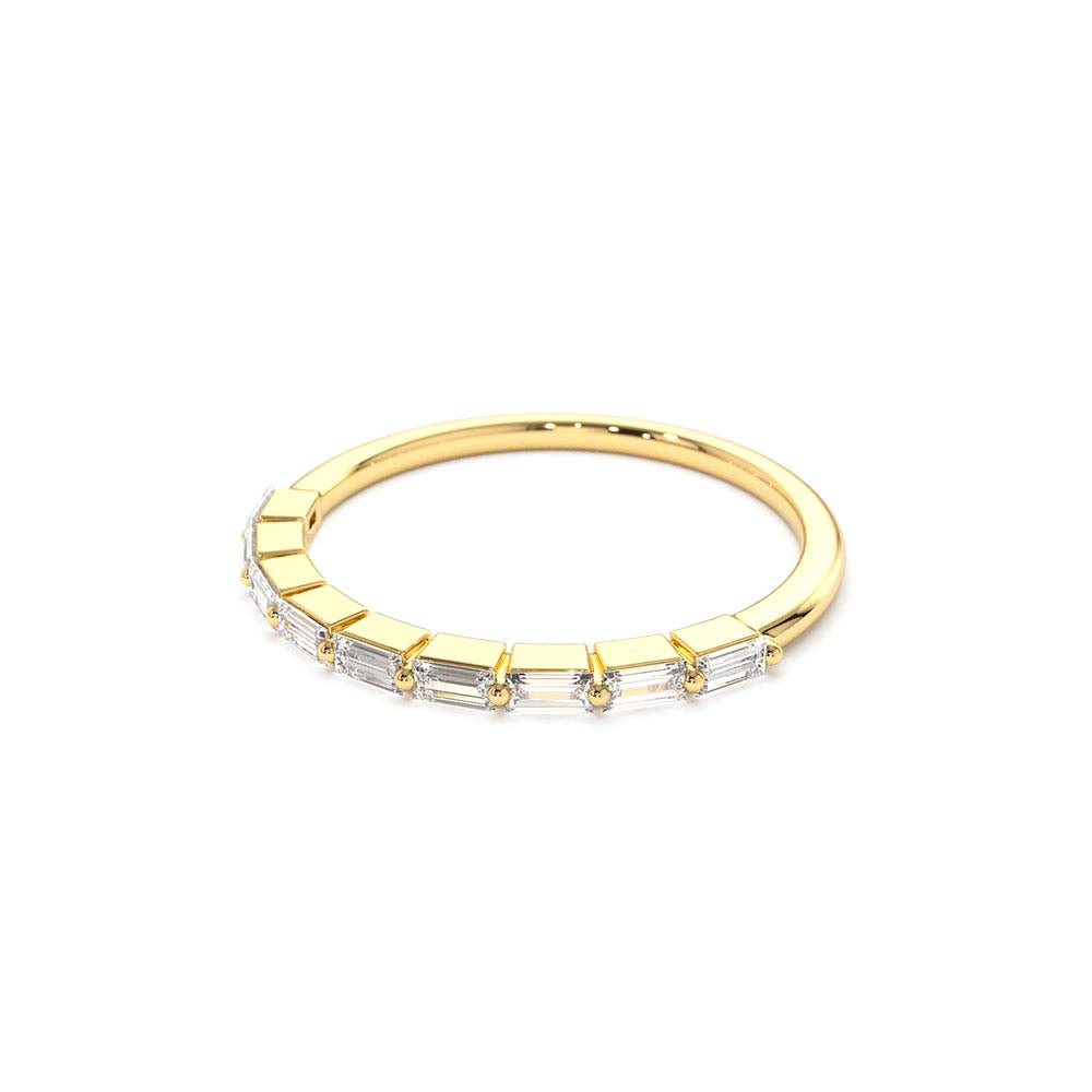 14K Shared Prong Half Eternity Baguette Diamond Ring - view 4