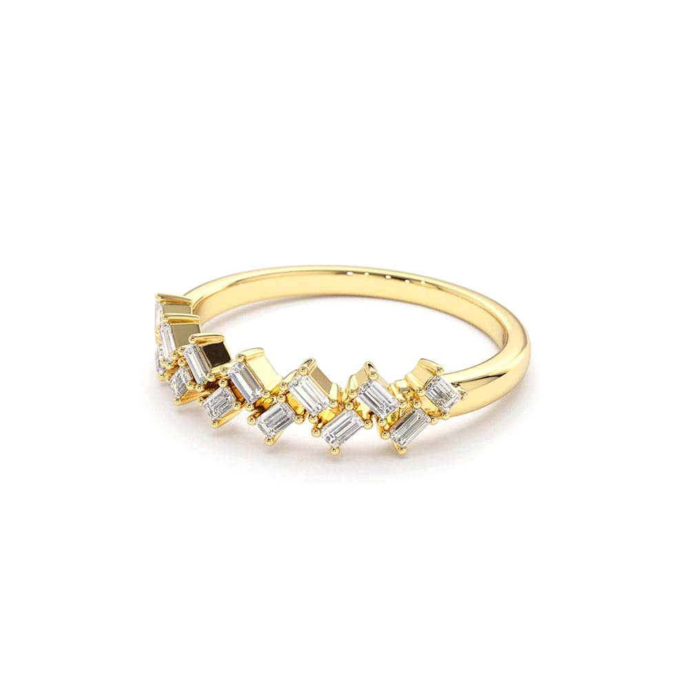 14K Zig Zag Baguette Diamond Ring - view 4