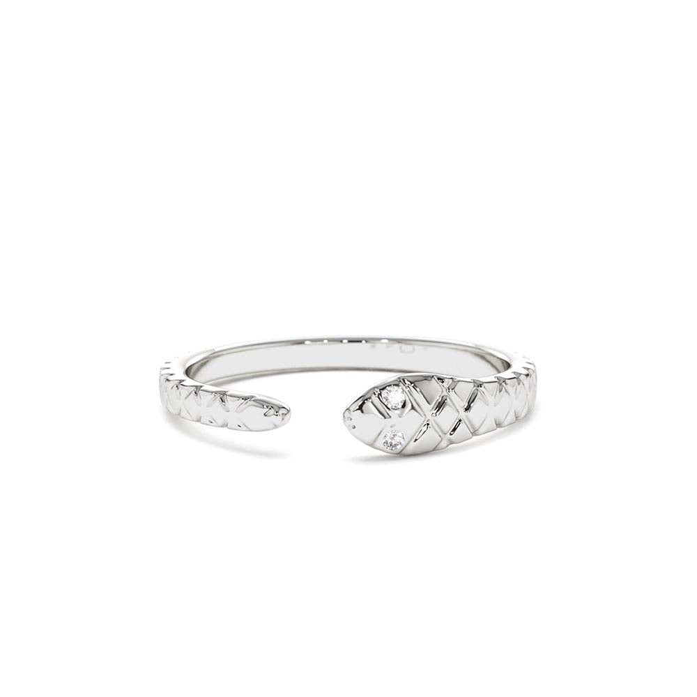 14K Snake Ring with Diamond Eyes - view 3