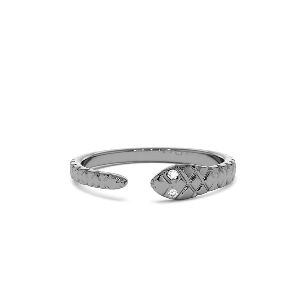 14K Snake Ring with Diamond Eyes - view 4