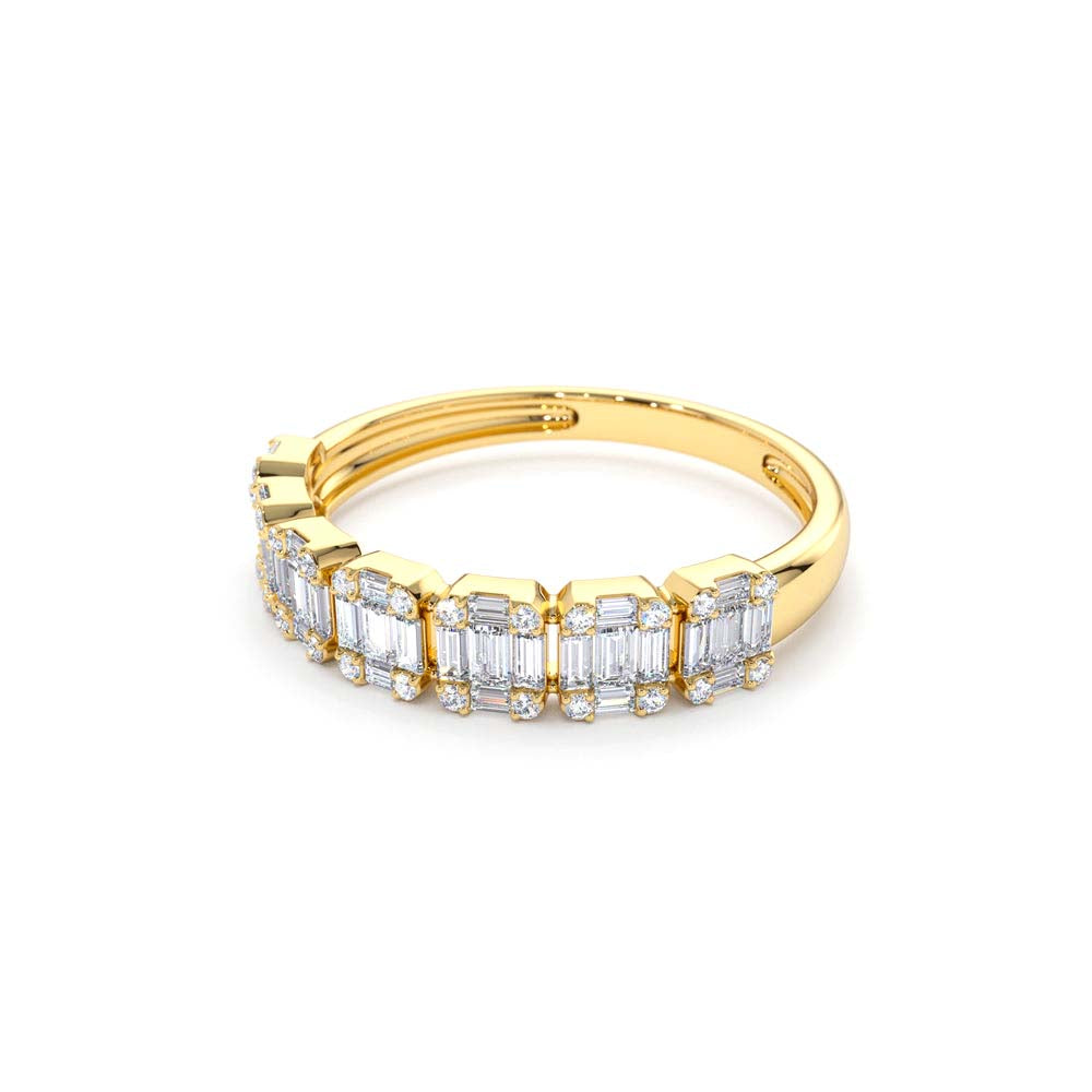 14K Emerald Illusion Diamond Wedding Band - view 4