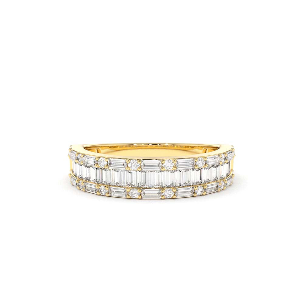 14K Baguette & Round Diamond Wedding Band by Orlina Fine