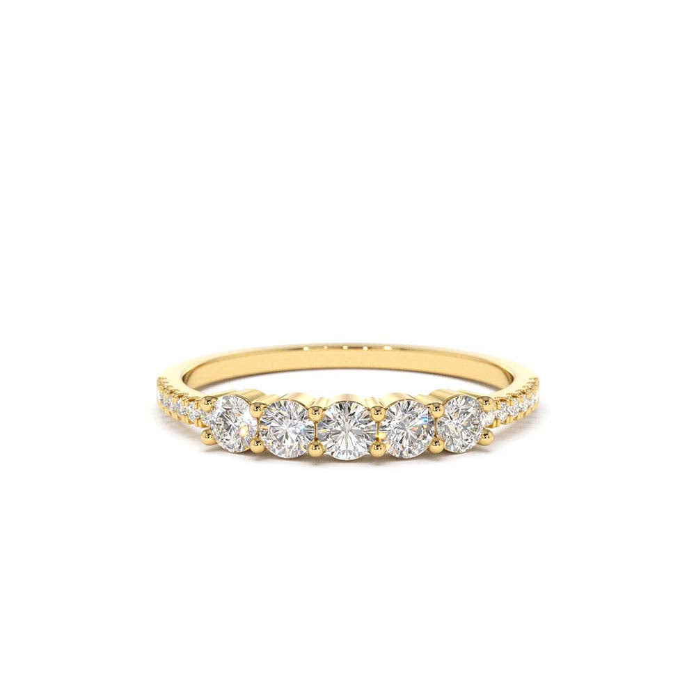 14K Gold 5 Stone Diamond Anniversary Ring by Orlina Fine