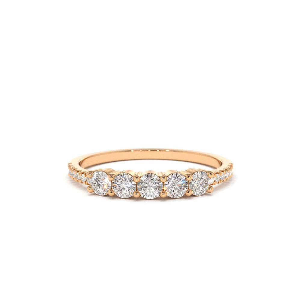 14K Gold 5 Stone Diamond Anniversary Ring - view 2